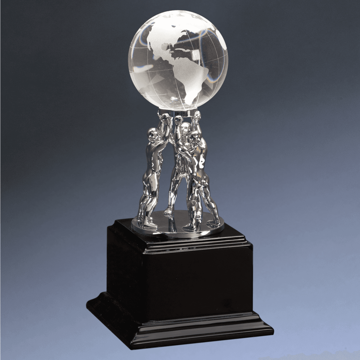 Crystal Globe Awards and Gifts - Men and Globe Metal/Crystal Display