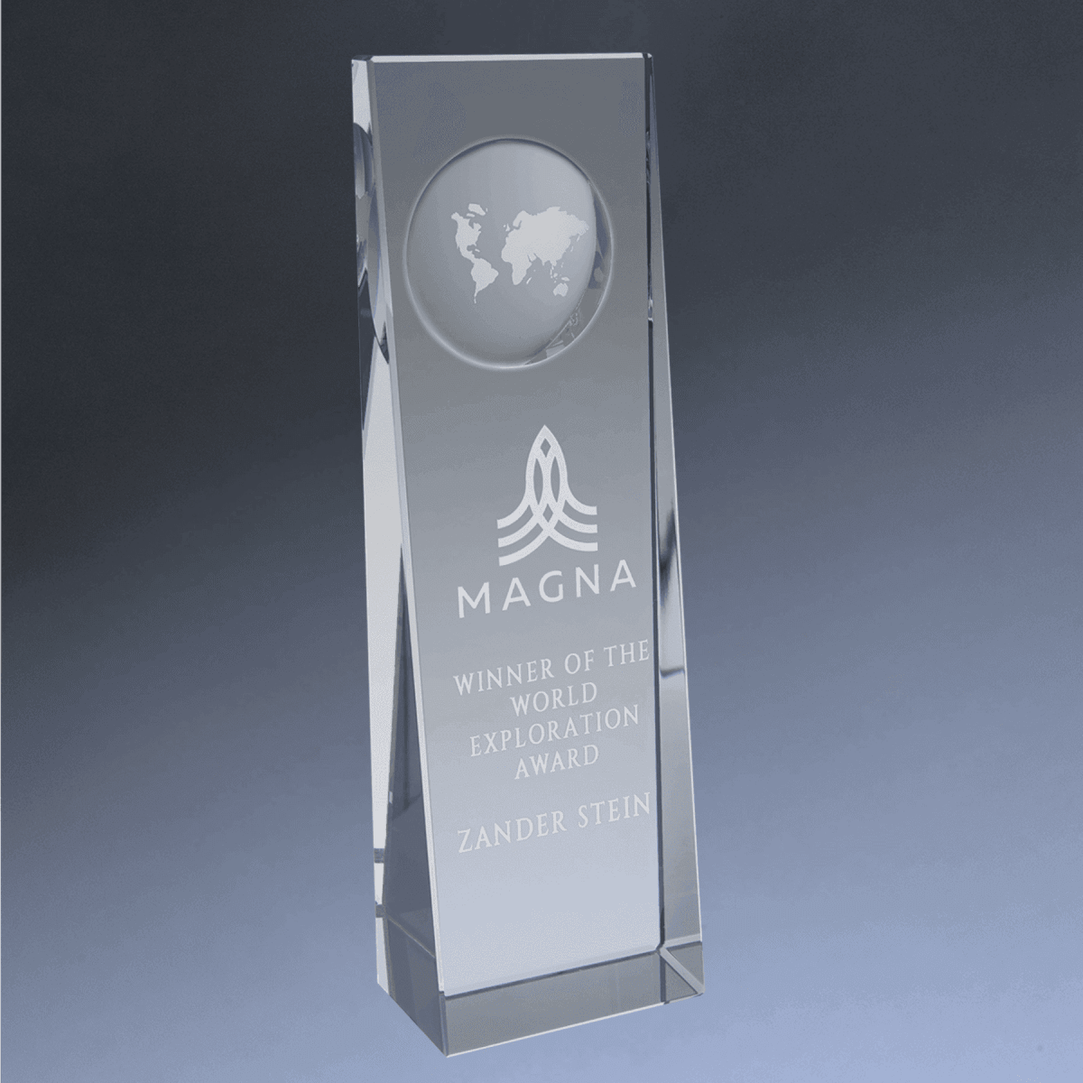 Crystal Globe Awards and Gifts - Crystal Slant with Carved Globe