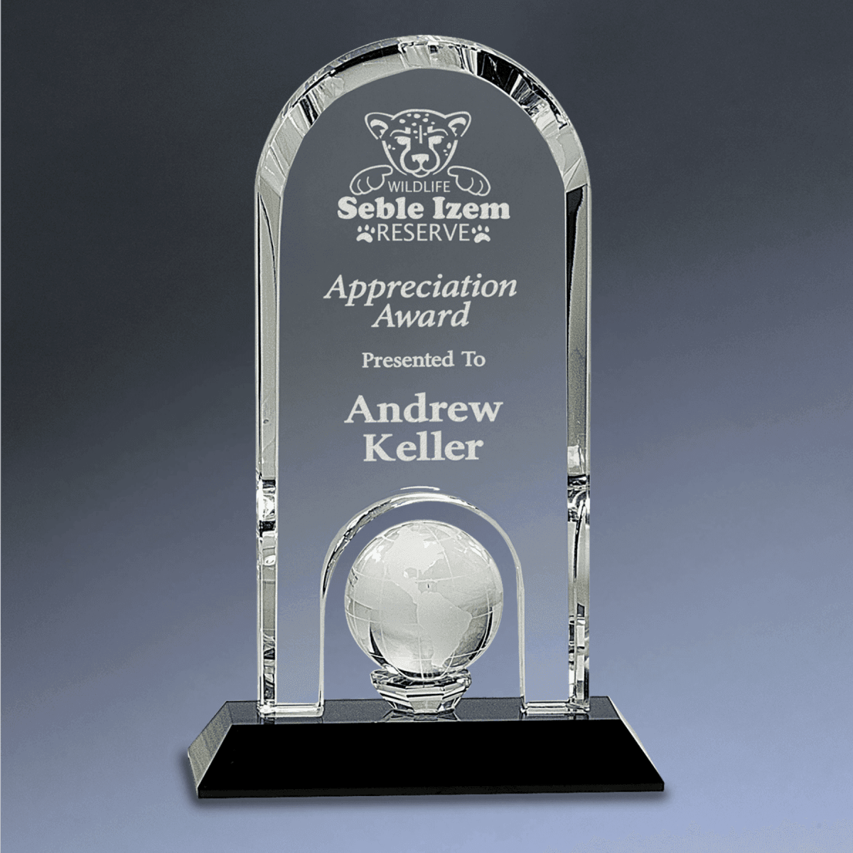 Crystal Globe Awards and Gifts - Crystal Dome with Inset Globe