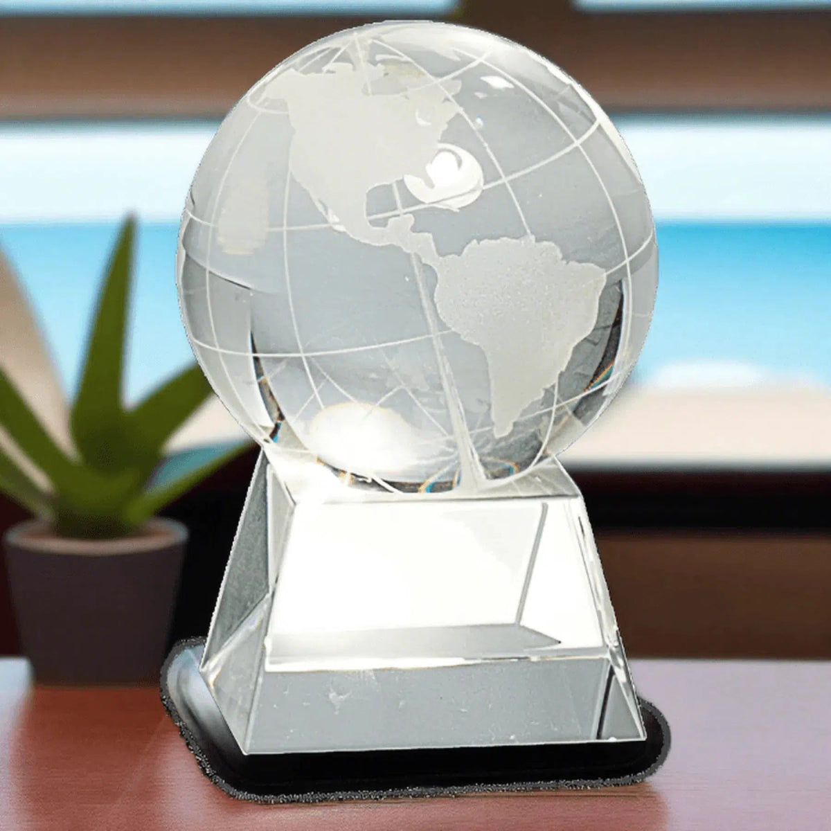 Crystal Globe on Clear Base - LightForce Laser Engraving, LLC