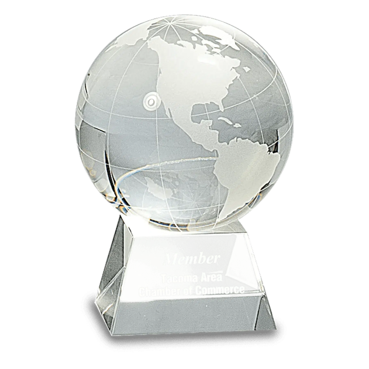 Crystal Globe on Clear Base - LightForce Laser Engraving, LLC