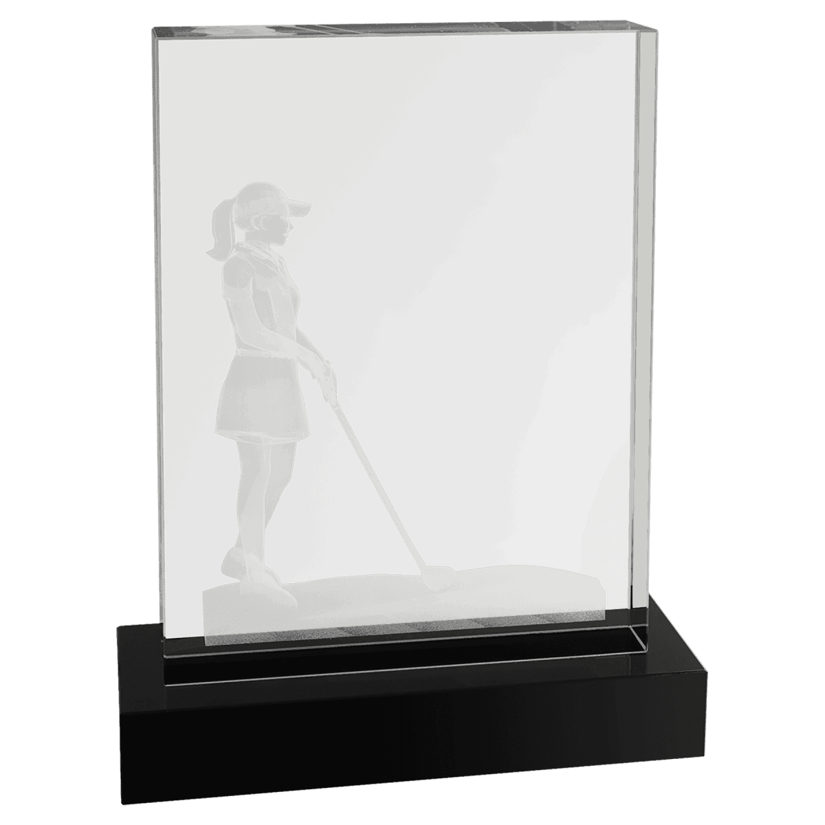 Crystal Golf Awards – Premium Recognition Trophies - 3D Etched Golf Green Scene on Crystal Tablet