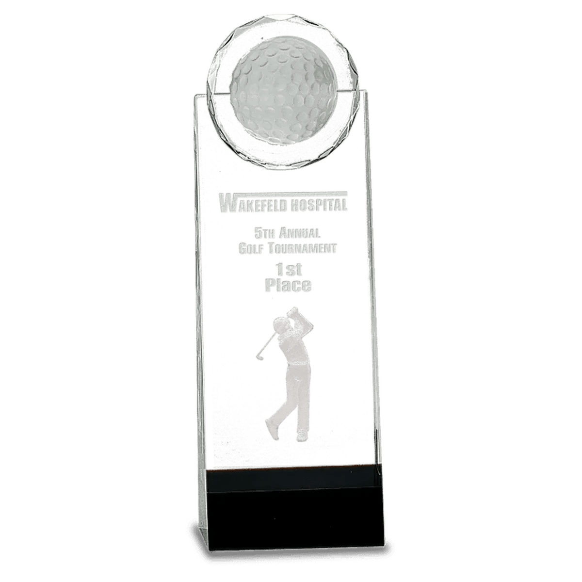 Crystal Golf Awards – Premium Recognition Trophies - 3D Etched Golf Green Scene on Crystal Tablet