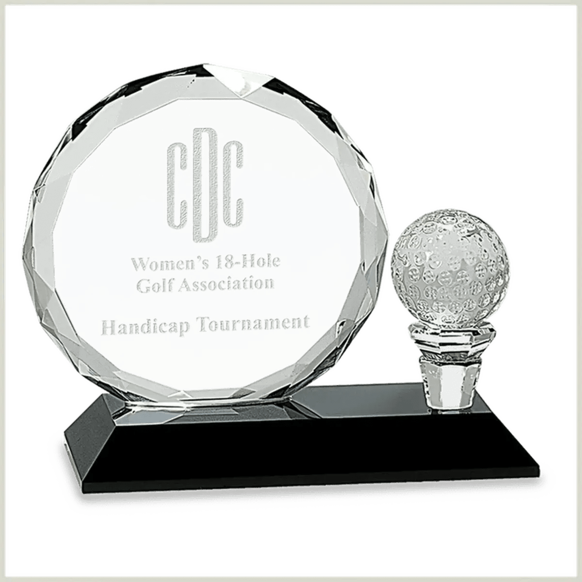 Crystal Golf Awards – Premium Recognition Trophies - 3D Etched Golf Green Scene on Crystal Tablet
