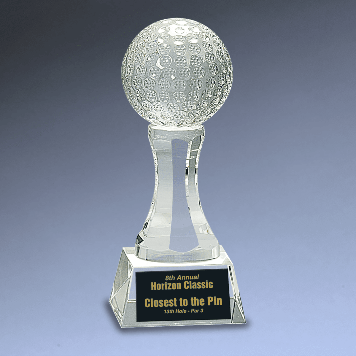 Crystal Golf Awards – Premium Recognition Trophies - Crystal Golf Ball and Tee on Pedestal Base
