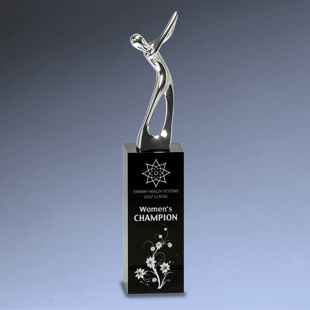 Crystal Golf Awards – Premium Recognition Trophies - Silver Metal Golf Figure on Pedestal Base