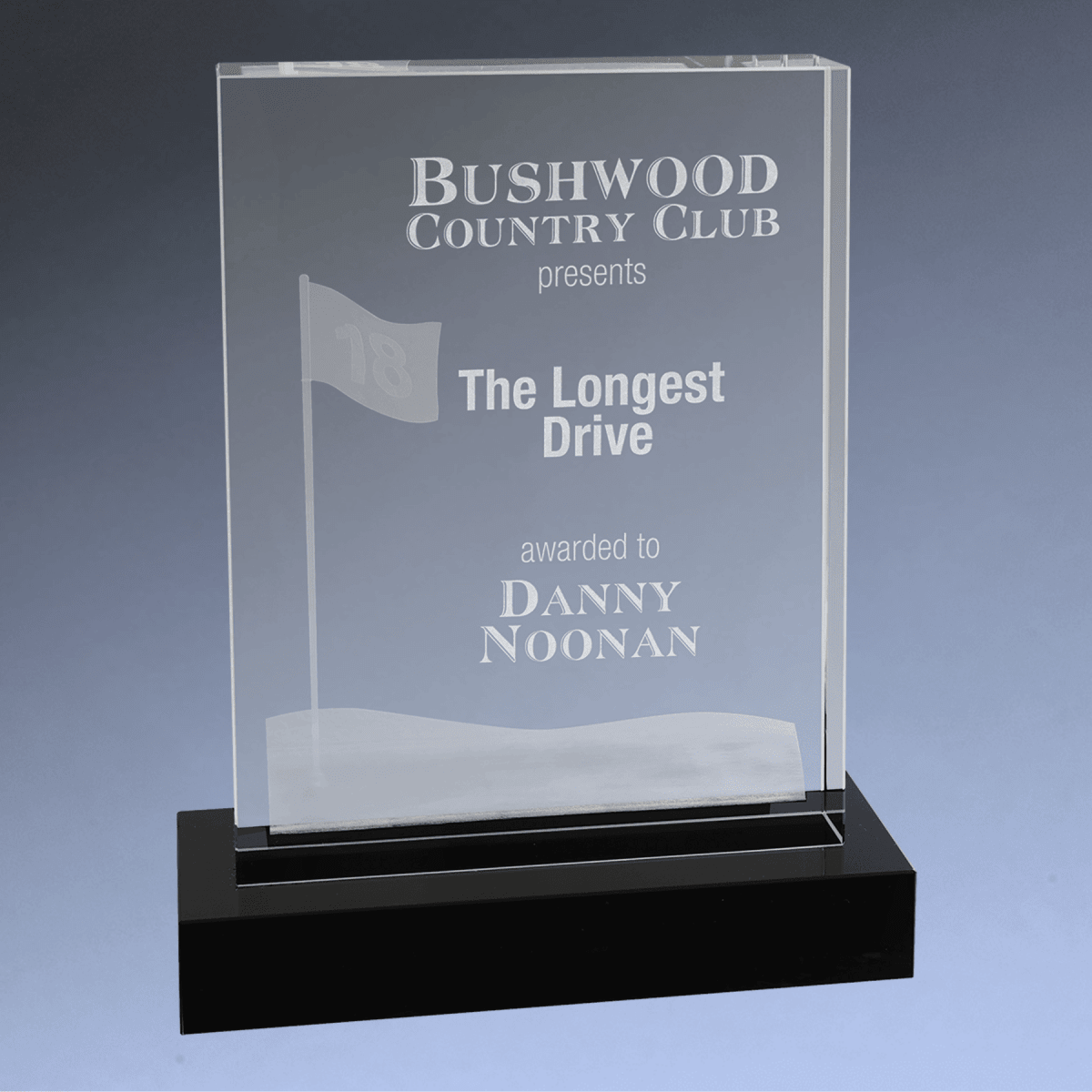 Crystal Golf Awards – Premium Recognition Trophies - 3D Etched Golf Green Scene on Crystal Tablet