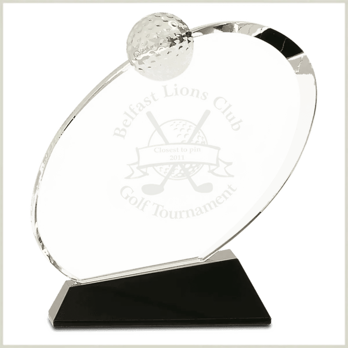 Crystal Golf Awards – Premium Recognition Trophies - 3D Etched Golf Green Scene on Crystal Tablet