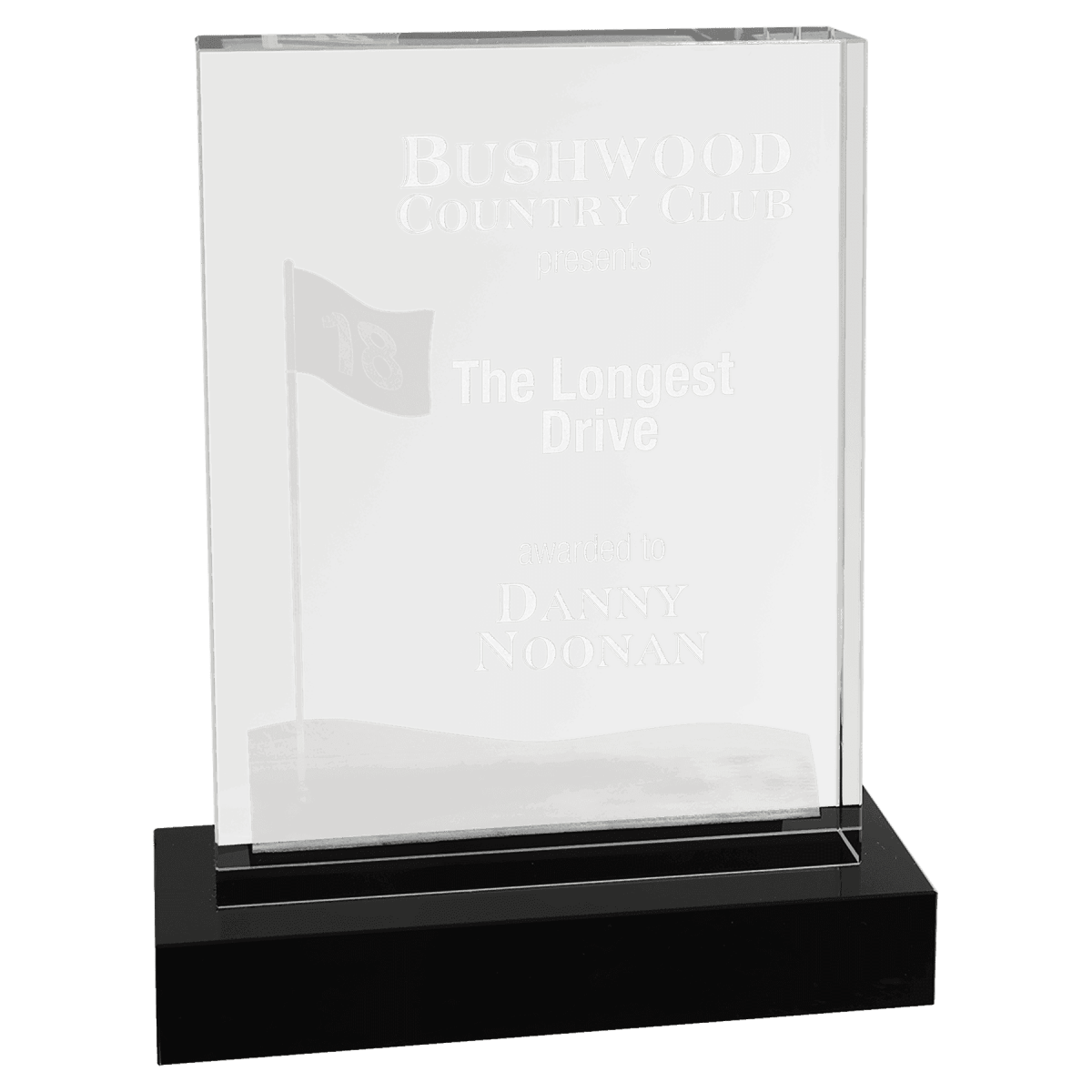 Crystal Golf Awards – Premium Recognition Trophies - 3D Etched Golf Green Scene on Crystal Tablet