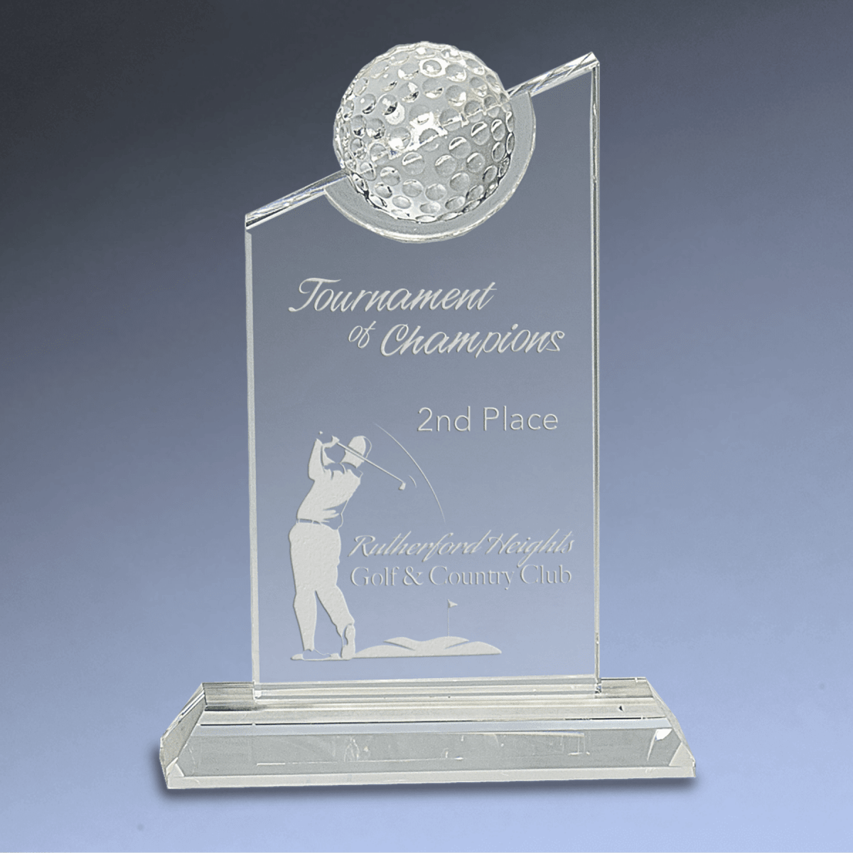 Crystal Golf Awards – Premium Recognition Trophies - Crystal Slant with Inset Crystal Golf Ball