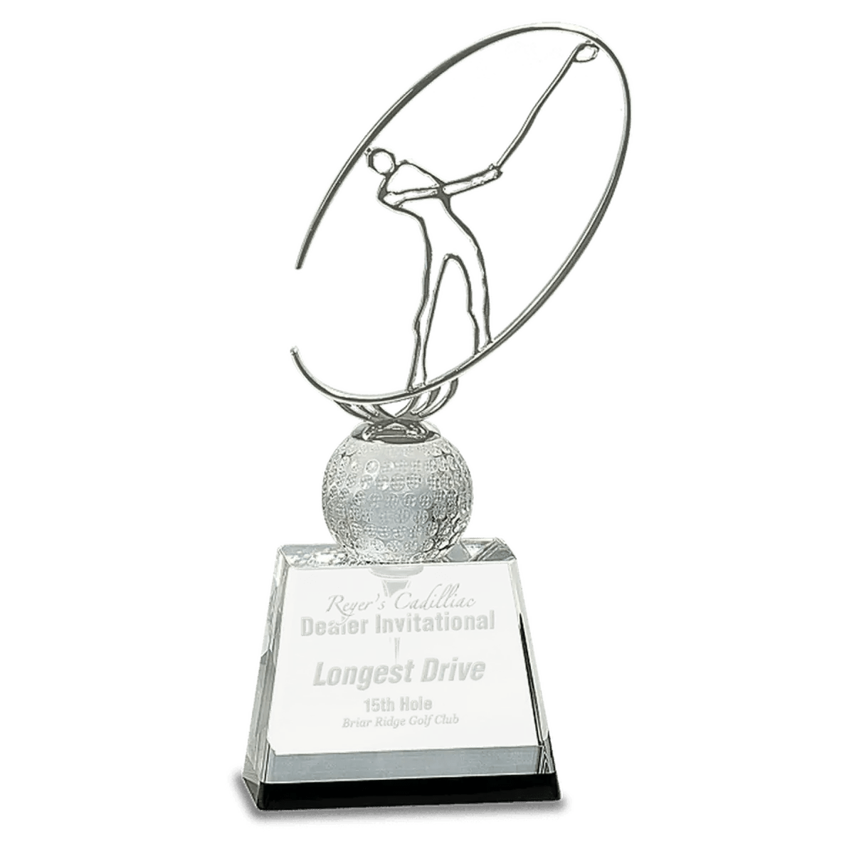 Crystal Golf Awards – Premium Recognition Trophies - 3D Etched Golf Green Scene on Crystal Tablet