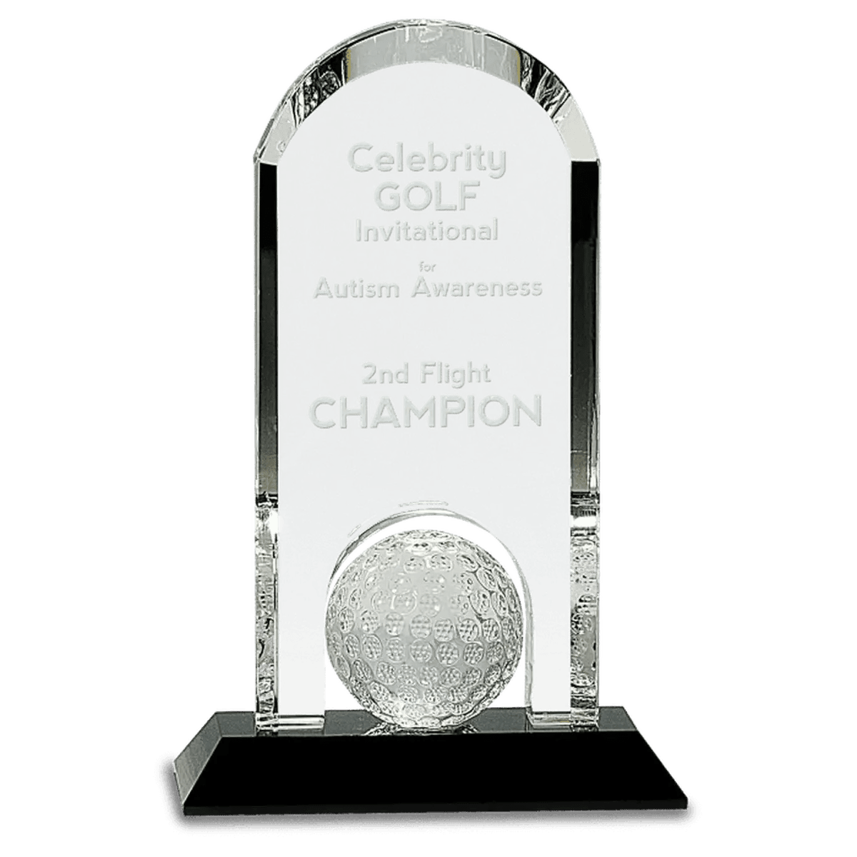 Crystal Golf Awards – Premium Recognition Trophies - 3D Etched Golf Green Scene on Crystal Tablet