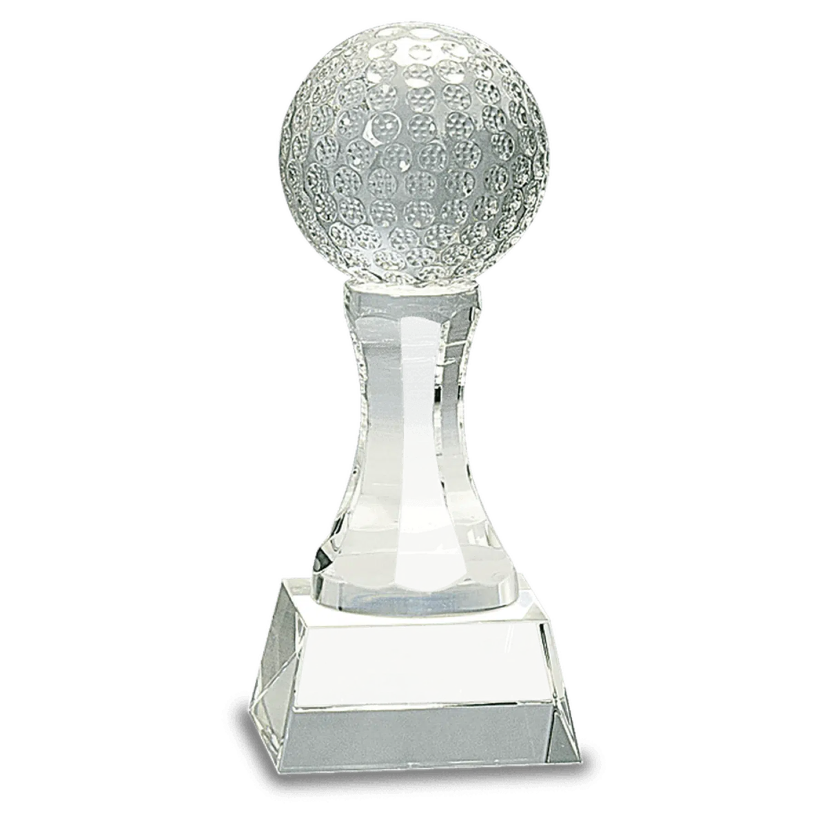 Crystal Golf Ball on Clear Pedestal Base - LightForce Laser Engraving, LLC