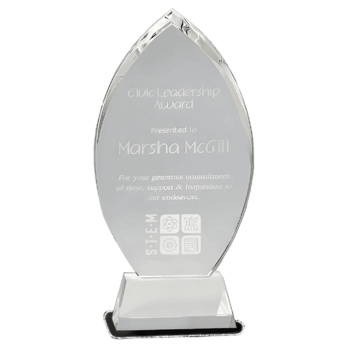 Crystal Oval Award with Clear, Blue or Black Crystal Base - Black Pedestal Base