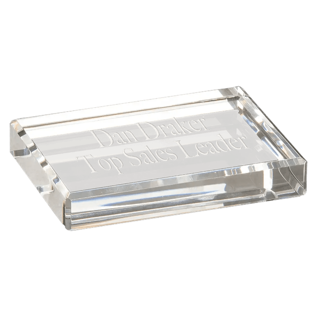 Crystal Paperweights with Laser Etching - Rectangle with Clipped Corners