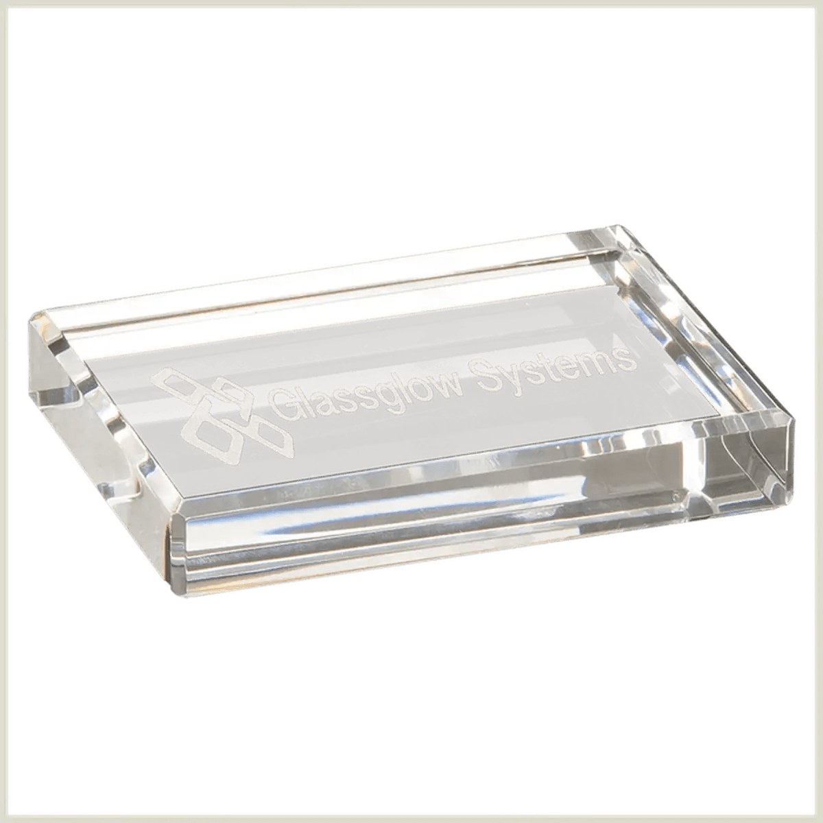 Crystal Paperweights with Laser Etching - Rectangle with Beveled Edge