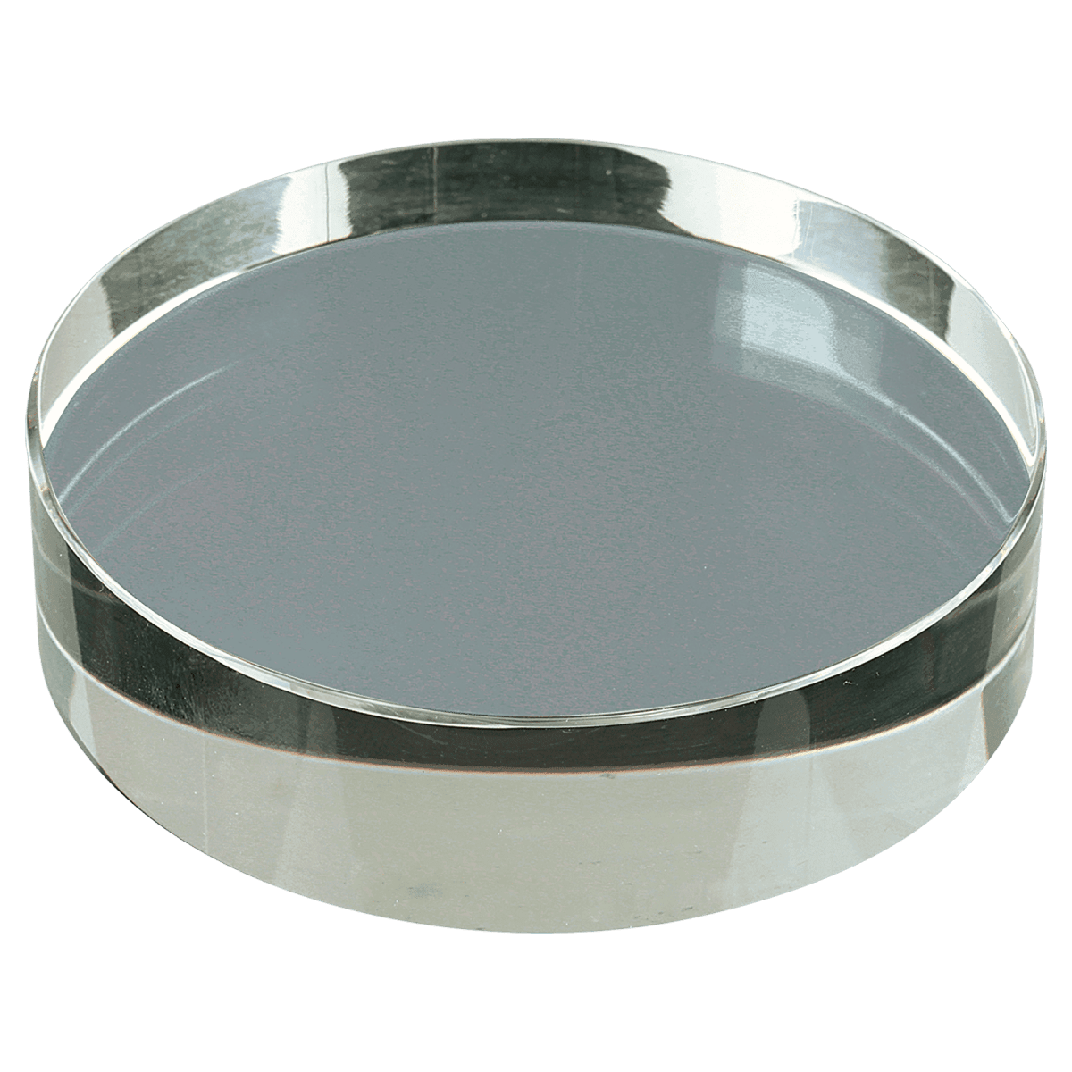 Crystal Paperweights with Laser Etching - Round with Beveled Edge