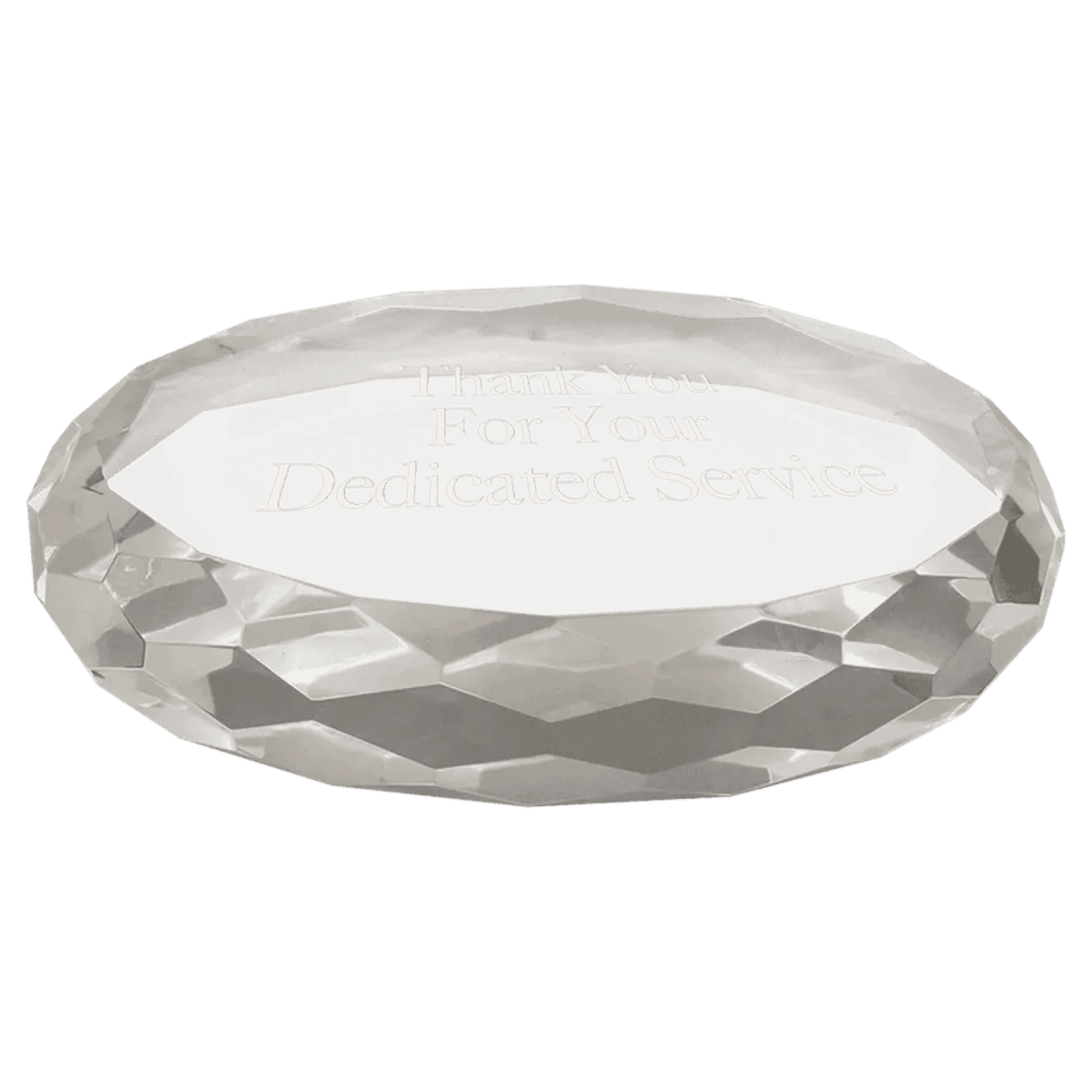 Crystal Paperweights with Laser Etching - Oval with Faceted Edge