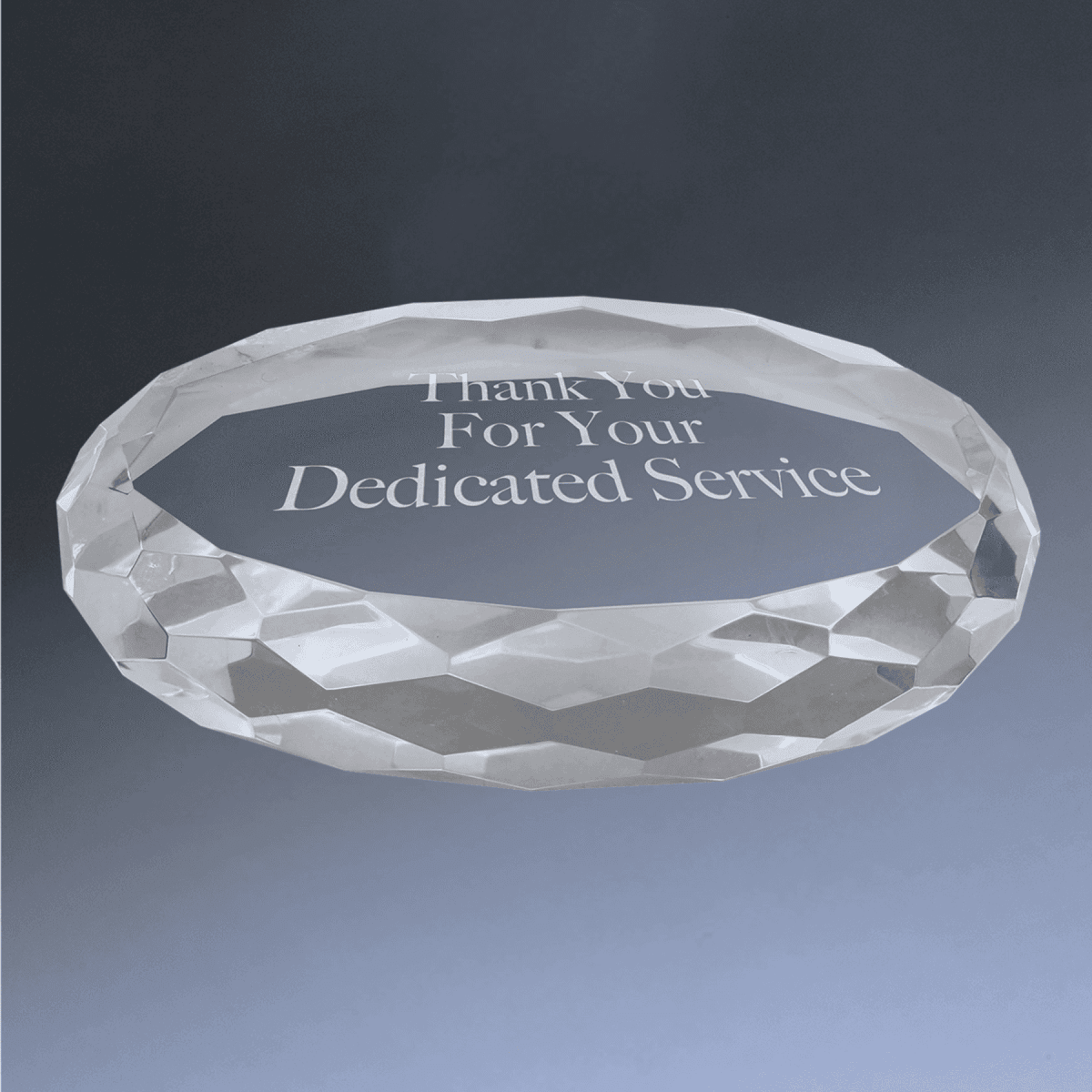 Crystal Paperweights with Laser Etching - Round with Beveled Edge