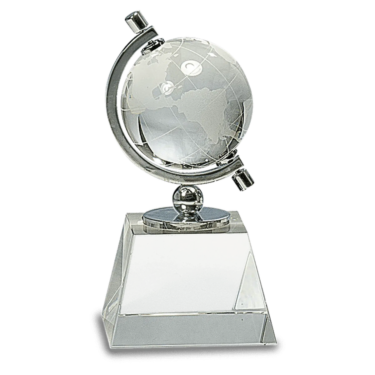 Crystal Spinning Globe on Clear Base - LightForce Laser Engraving, LLC