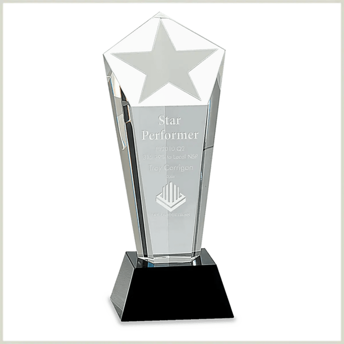 Crystal Star Awards - 3D Star on Base