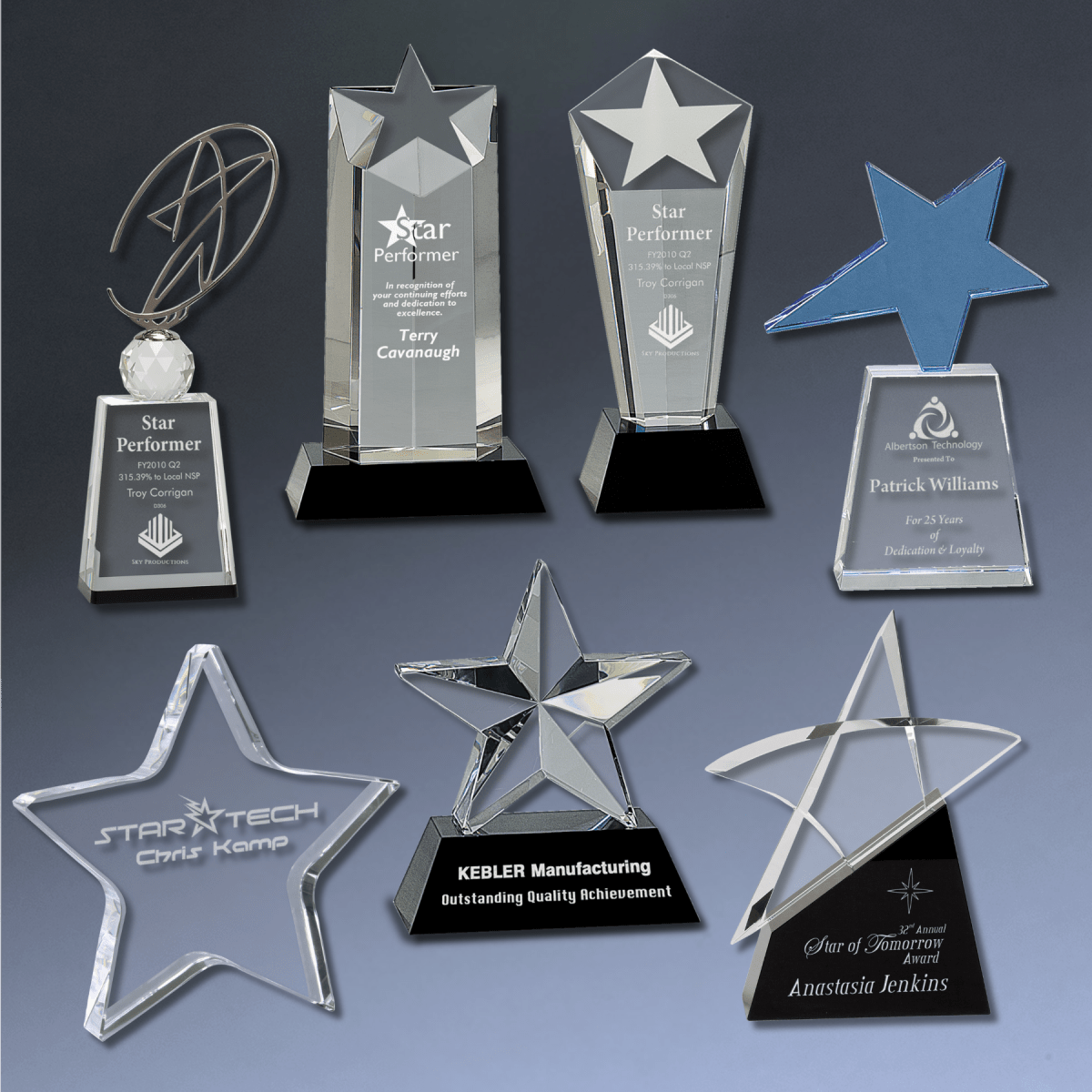 Crystal Star Awards - 3D Star on Base