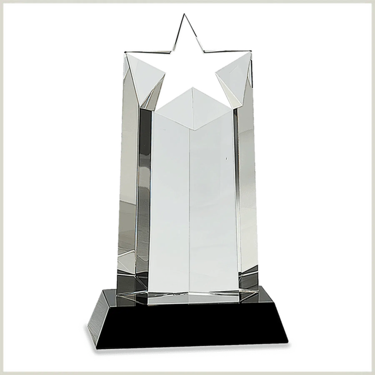 Crystal Star Column on Black Pedestal Base - LightForce Laser Engraving, LLC