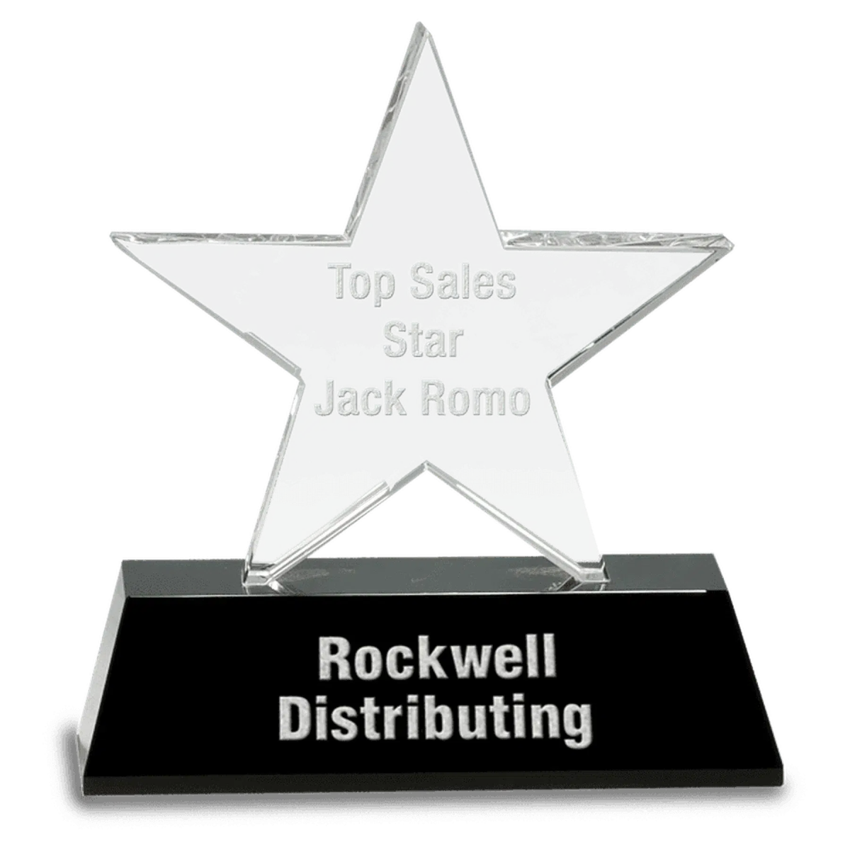 Crystal Star on Black Pedestal Base - LightForce Laser Engraving, LLC