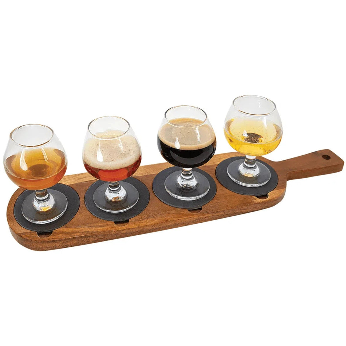 Custom Acacia Wood Serving and Tasting Board with Slate Coasters - LightForce Laser Engraving, LLC