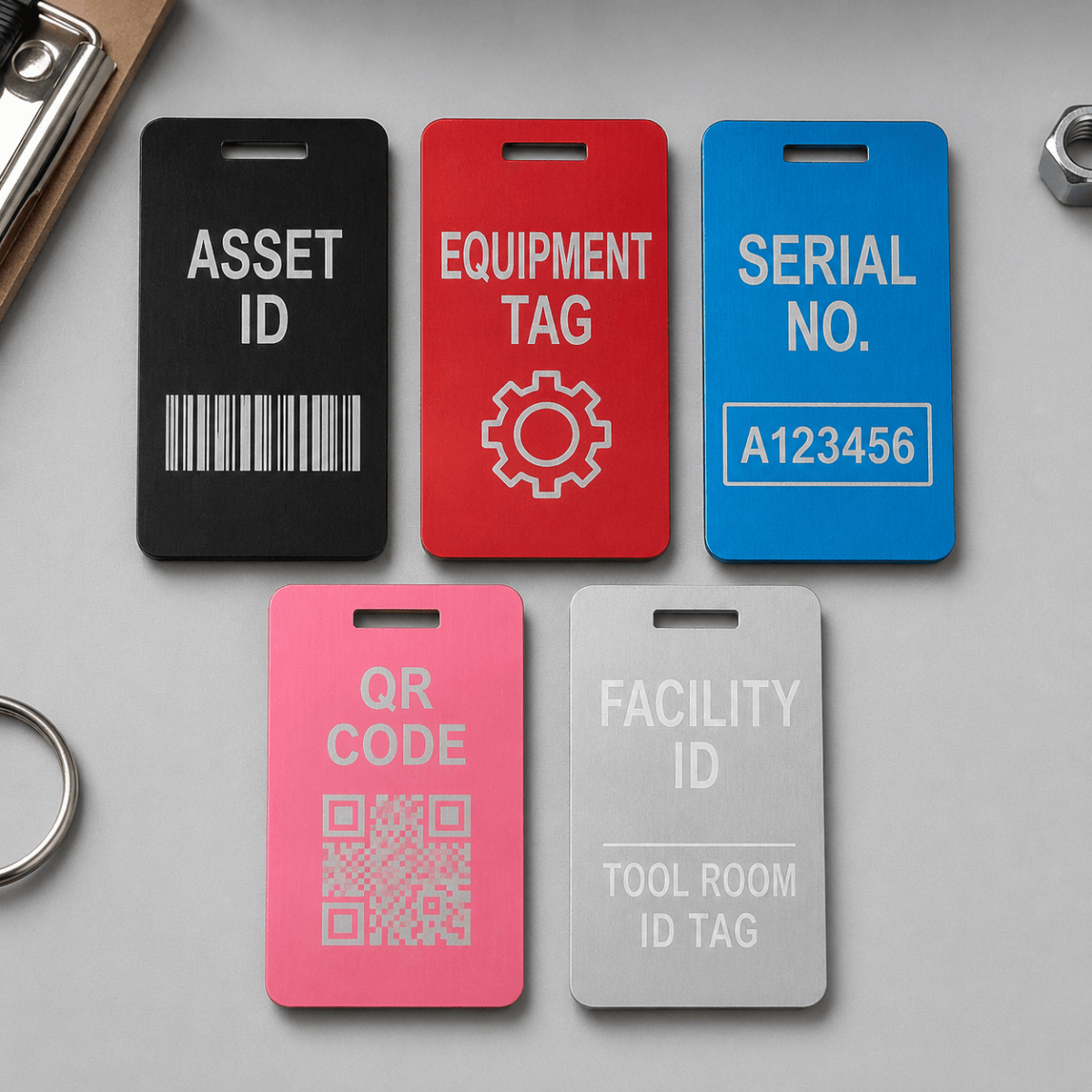 Custom Aluminum ID Tags & Asset Labels - Black