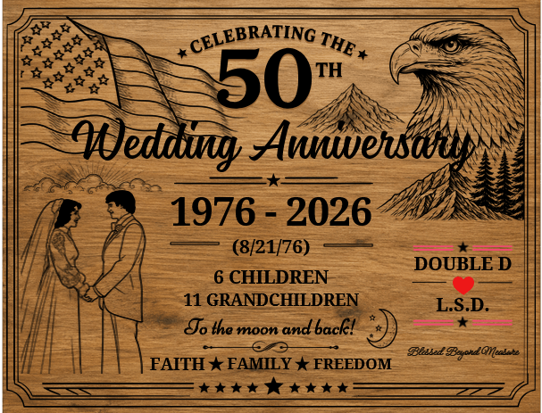 Custom Anniversary Engraving (24" x 20" Wall Plaque) -