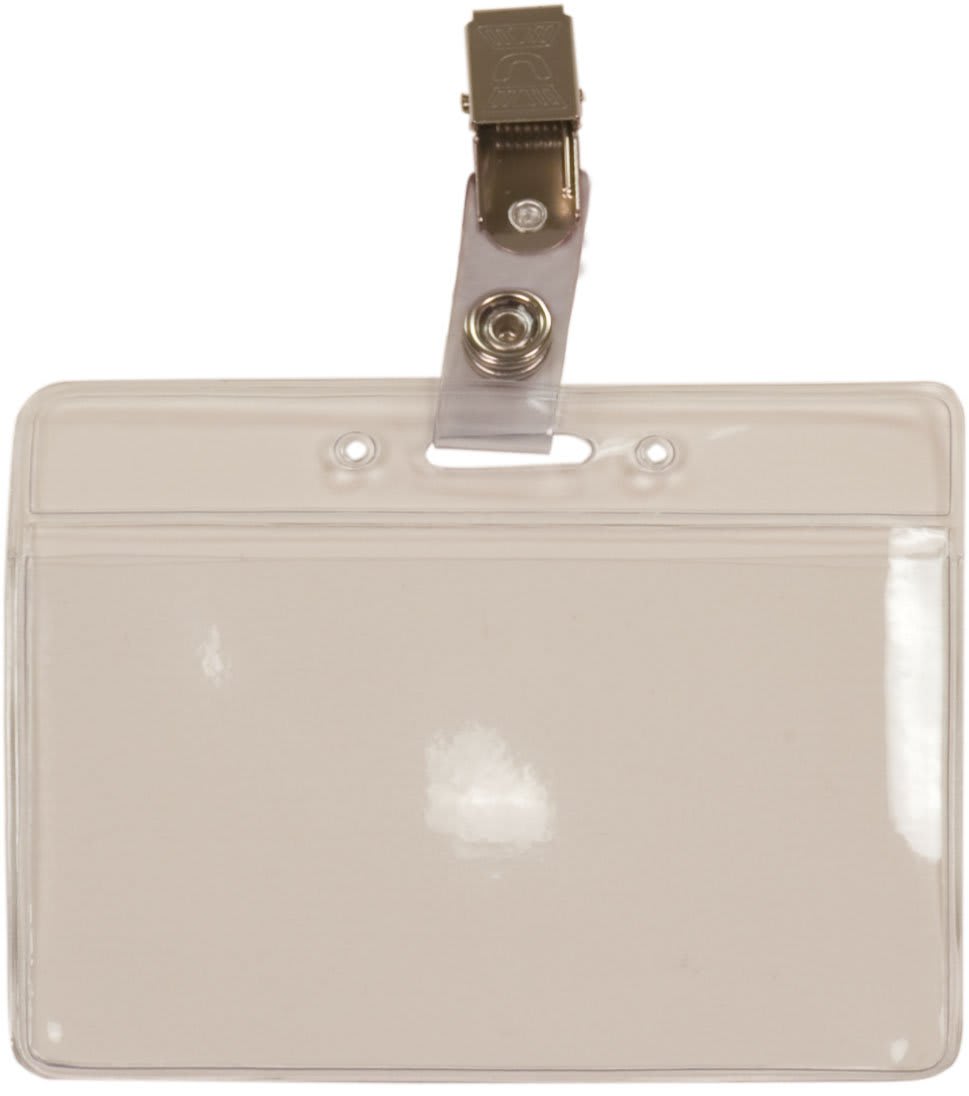 Custom Convention Badge Accessories – Clear Plastic ID Holder with Clip and Strap