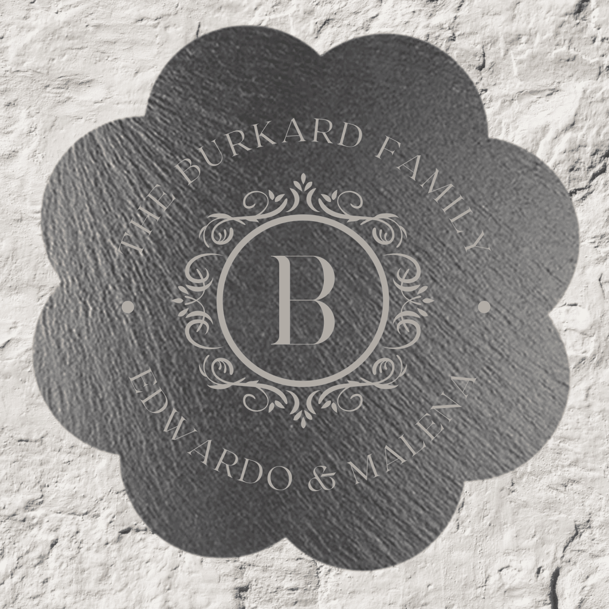 Custom Daisy - Shaped Slate Plaque with Personalized Engraving - Monogram - Add Initial and Names (3 Areas)