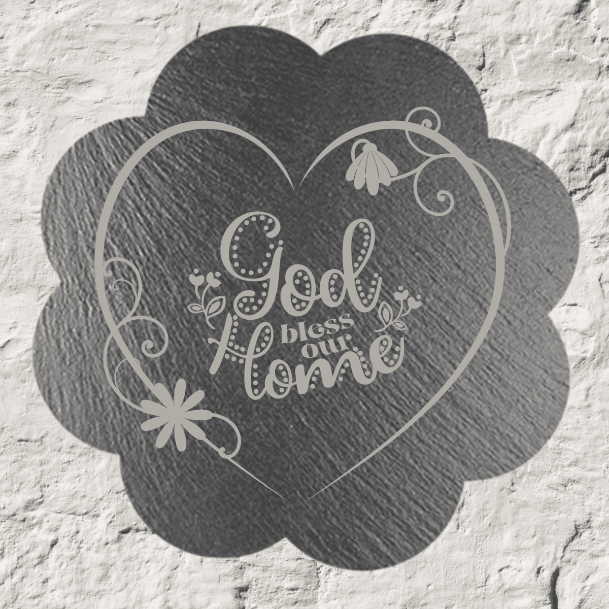 Custom Daisy - Shaped Slate Plaque with Personalized Engraving - God Bless Our Home