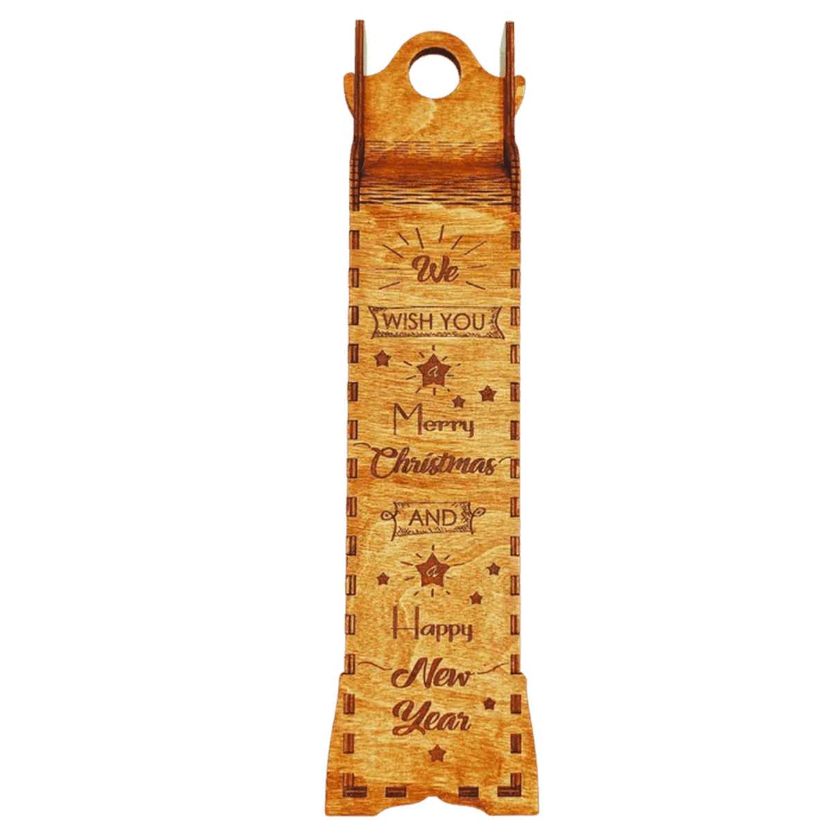 Custom Designed Wood Wine and Spirits Box - We Wish You A Merry Christmas