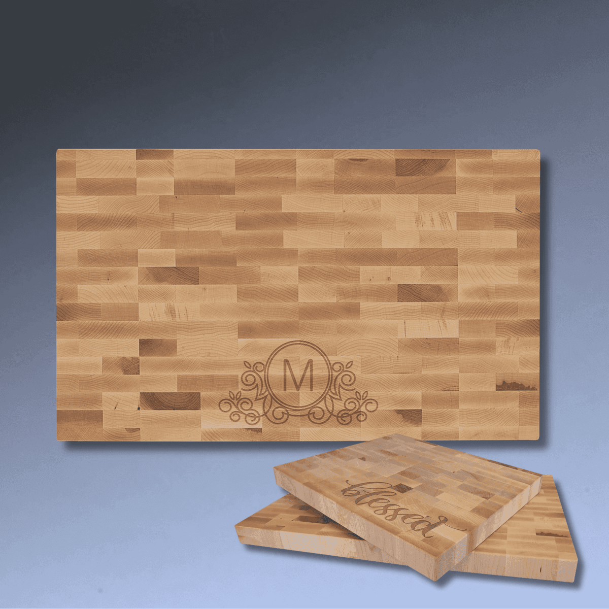 Custom Engraved Butcher Block Cutting Boards - Walnut or Maple - Genuine Maple Butcher Block