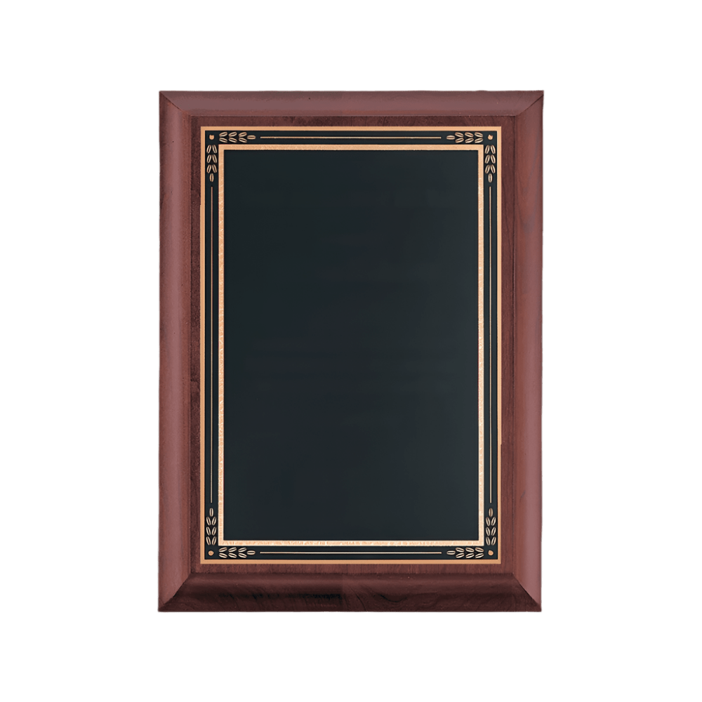 Custom Engraved Cherry Wood Recognition Plaque – Made in the USA - Gold Florentine Border