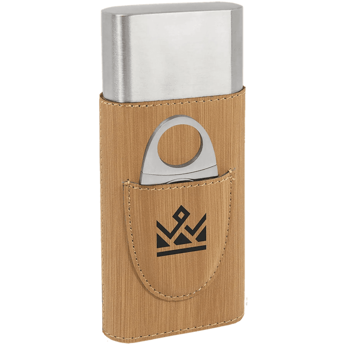Custom Engraved Cigar Cases with Cutter in Leatherette - Bamboo
