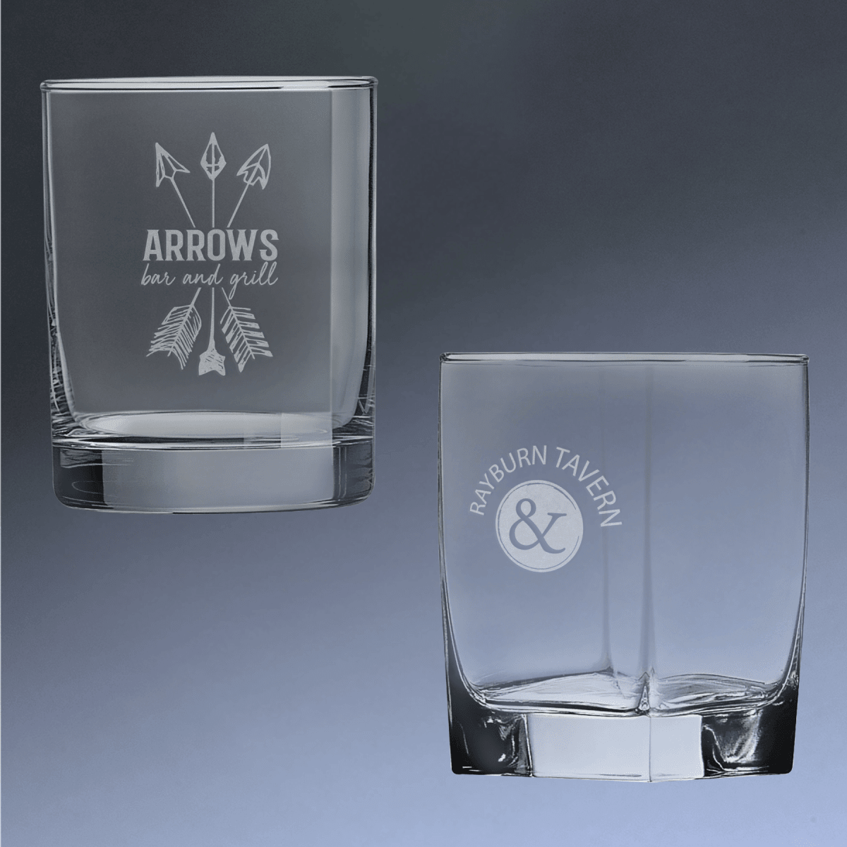 Custom Engraved Double Old Fashioned Glass – Square & Rounded Styles - Square