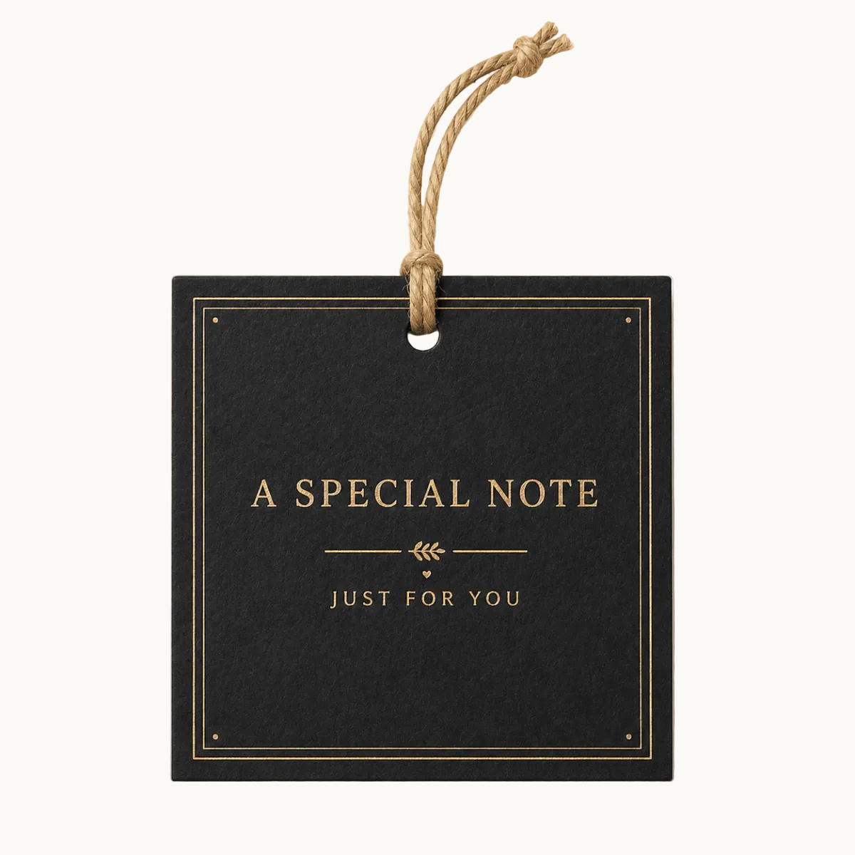 Custom Engraved Gift Notes - Black Cardstock Square with String