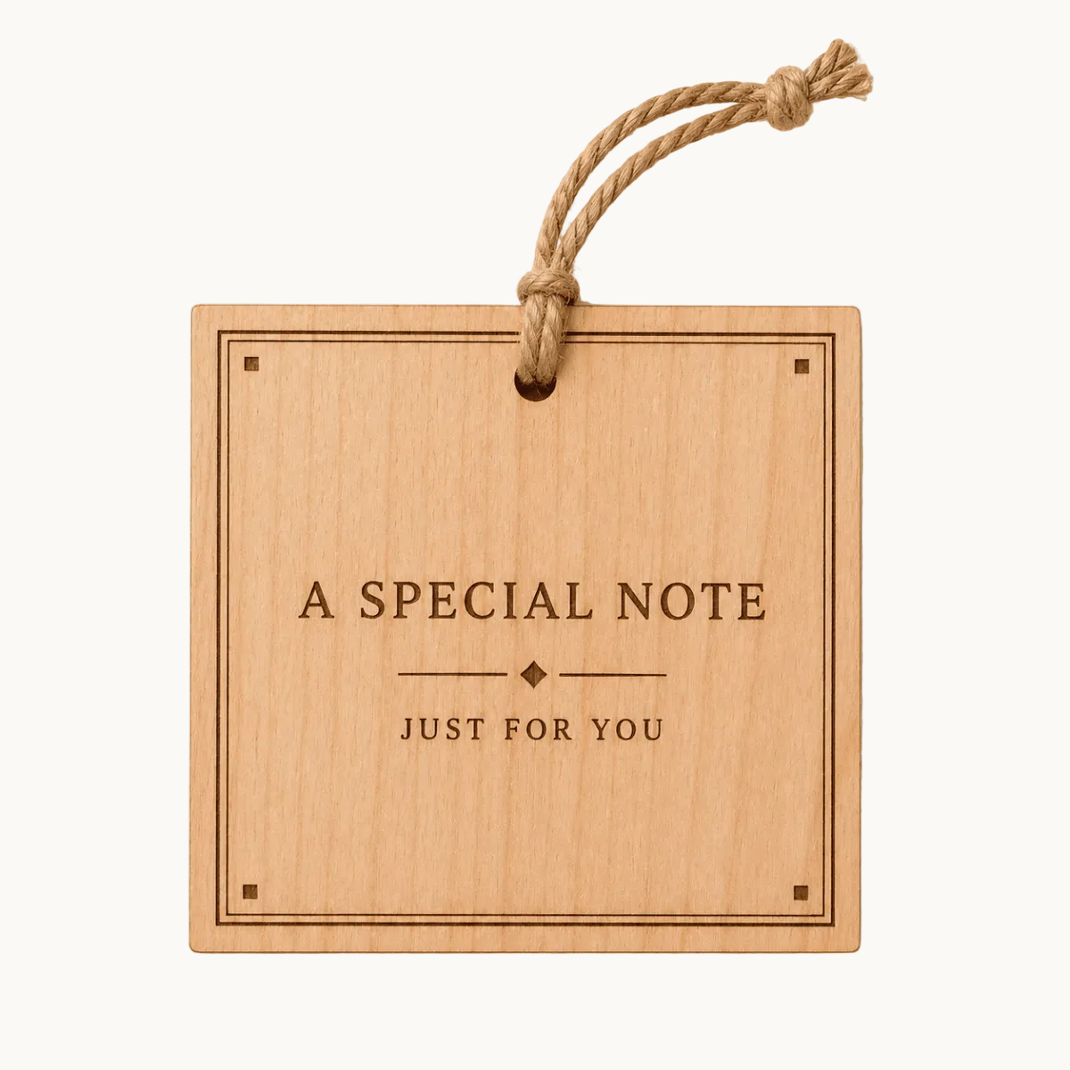 Custom Engraved Gift Notes - Wood 3" Square with String