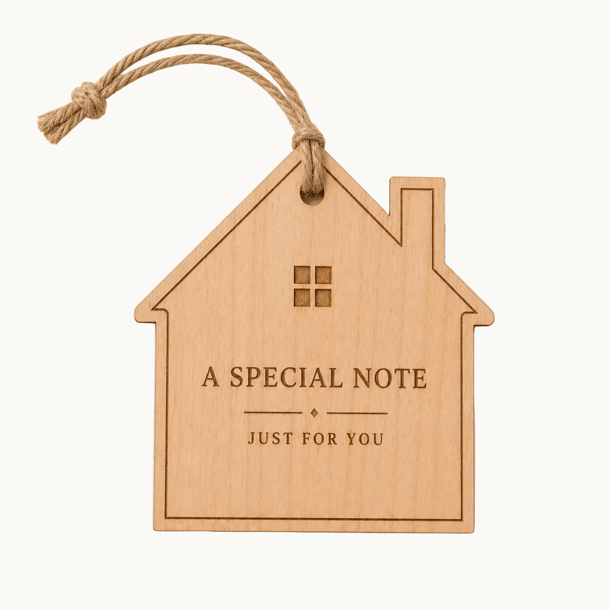 Custom Engraved Gift Notes - Wood House-Shaped with String
