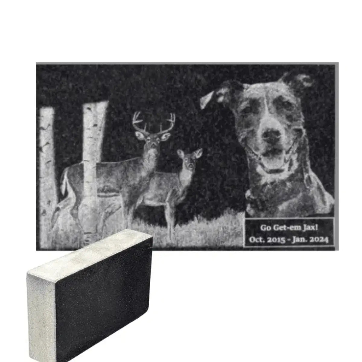 Custom Engraved Granite Pet Memorial Markers - Outdoor Tributes - 11" x 6" x 2"