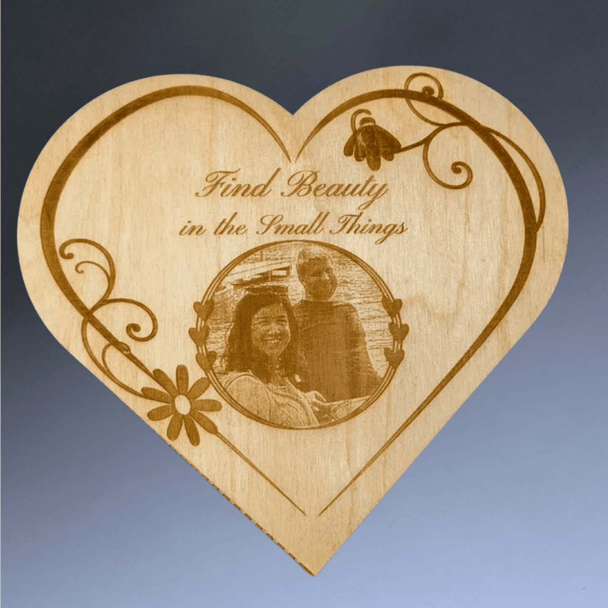 Custom Engraved Heart - Shaped Wood Keepsake Box with Live Edges - 9" x 9" x 4" (Deep)