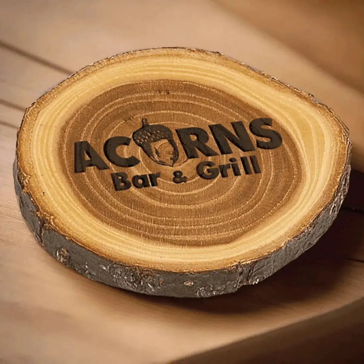 Custom Engraved Log Coasters and Trivets - Rustic Decor - Coaster