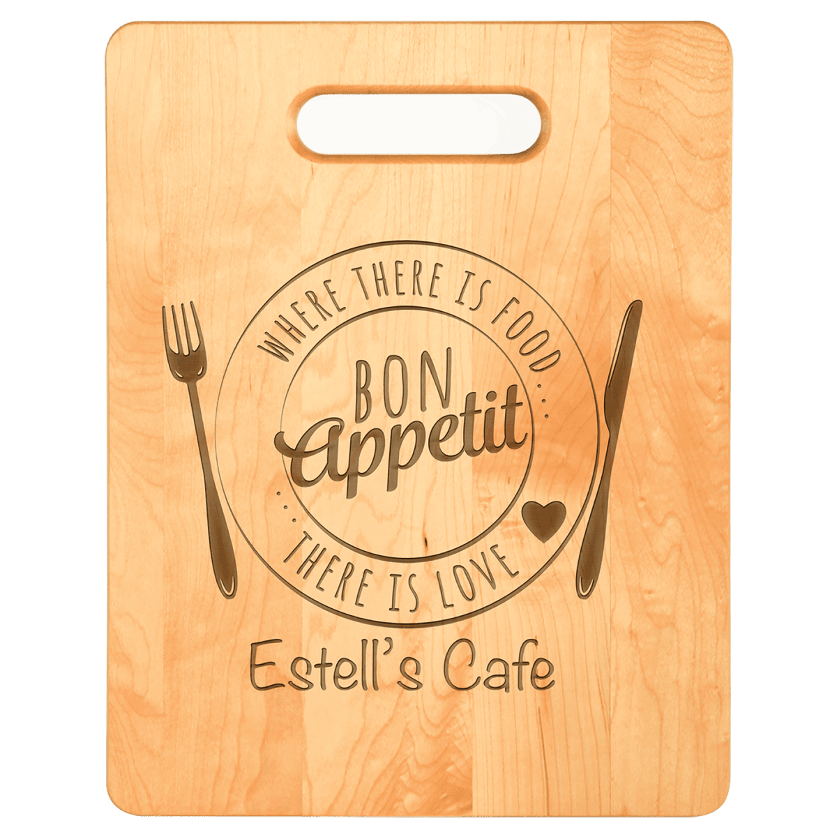 Custom Engraved Maple Cutting Boards with Paddle Handles - 13 3/4" x 9 3/4"