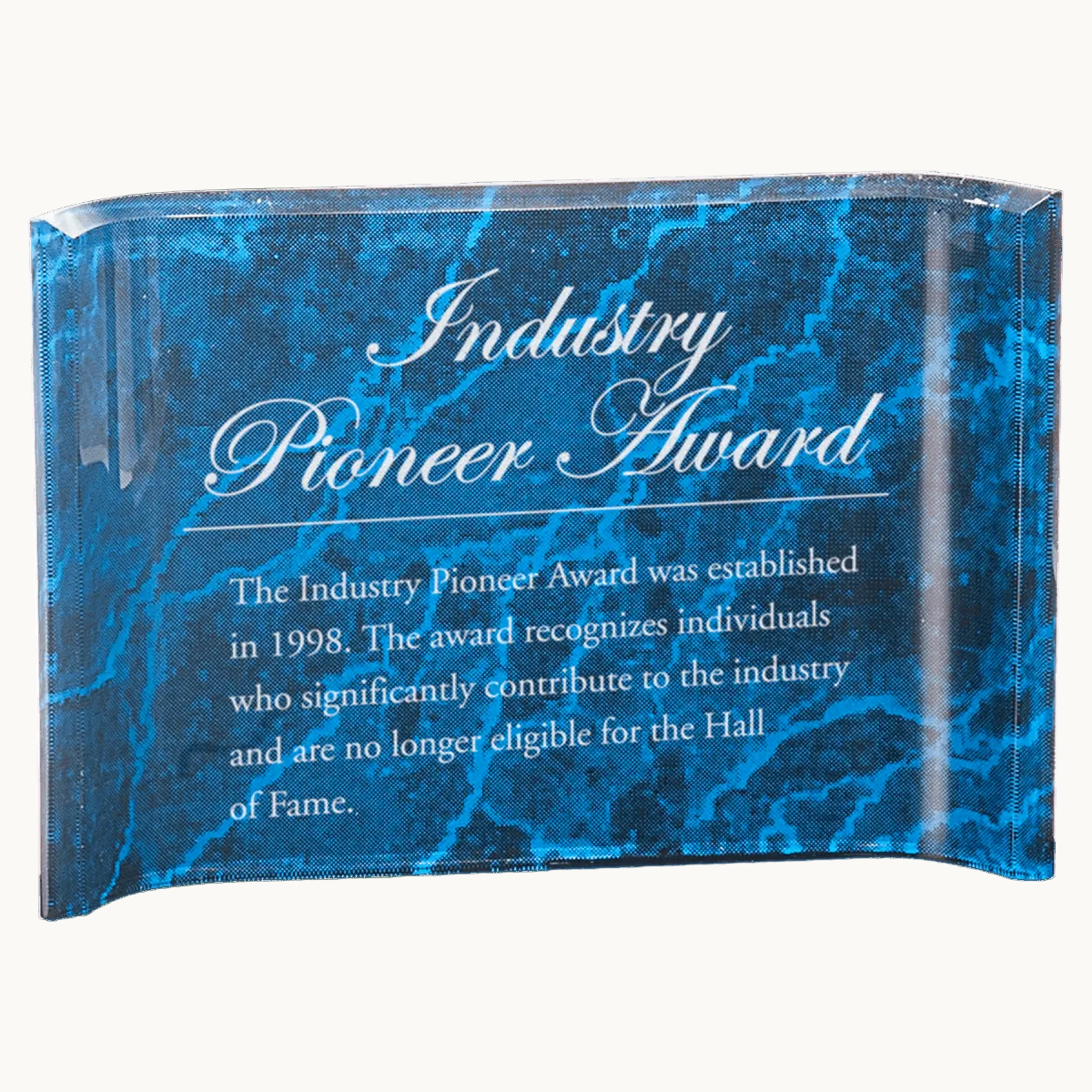 Custom Engraved Marbleized Acrylic Crescent Awards – 1" Thick Acrylic - Blue