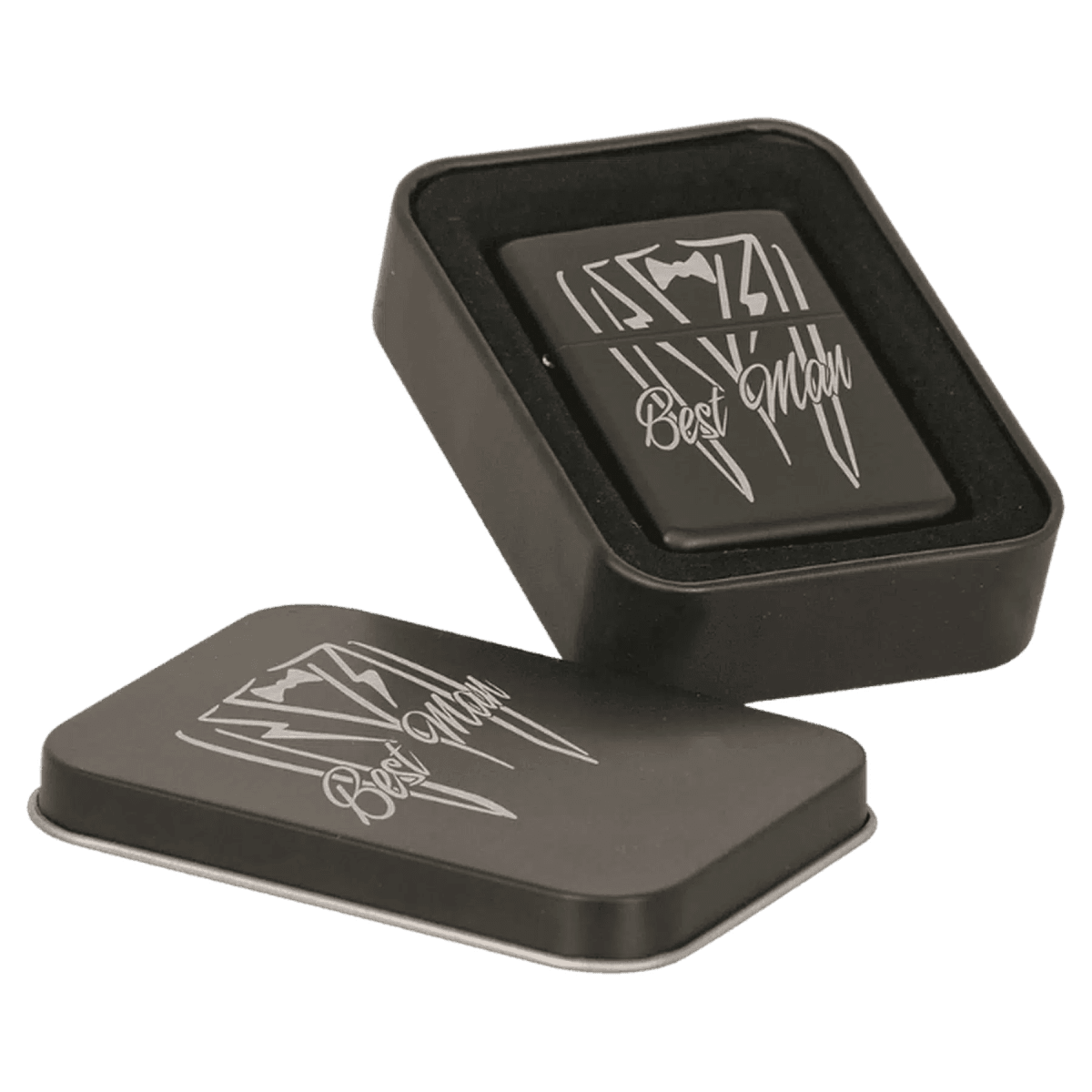 Custom Engraved Metal Lighters with Black Tin – Chrome, Black or Pink - Matte Black