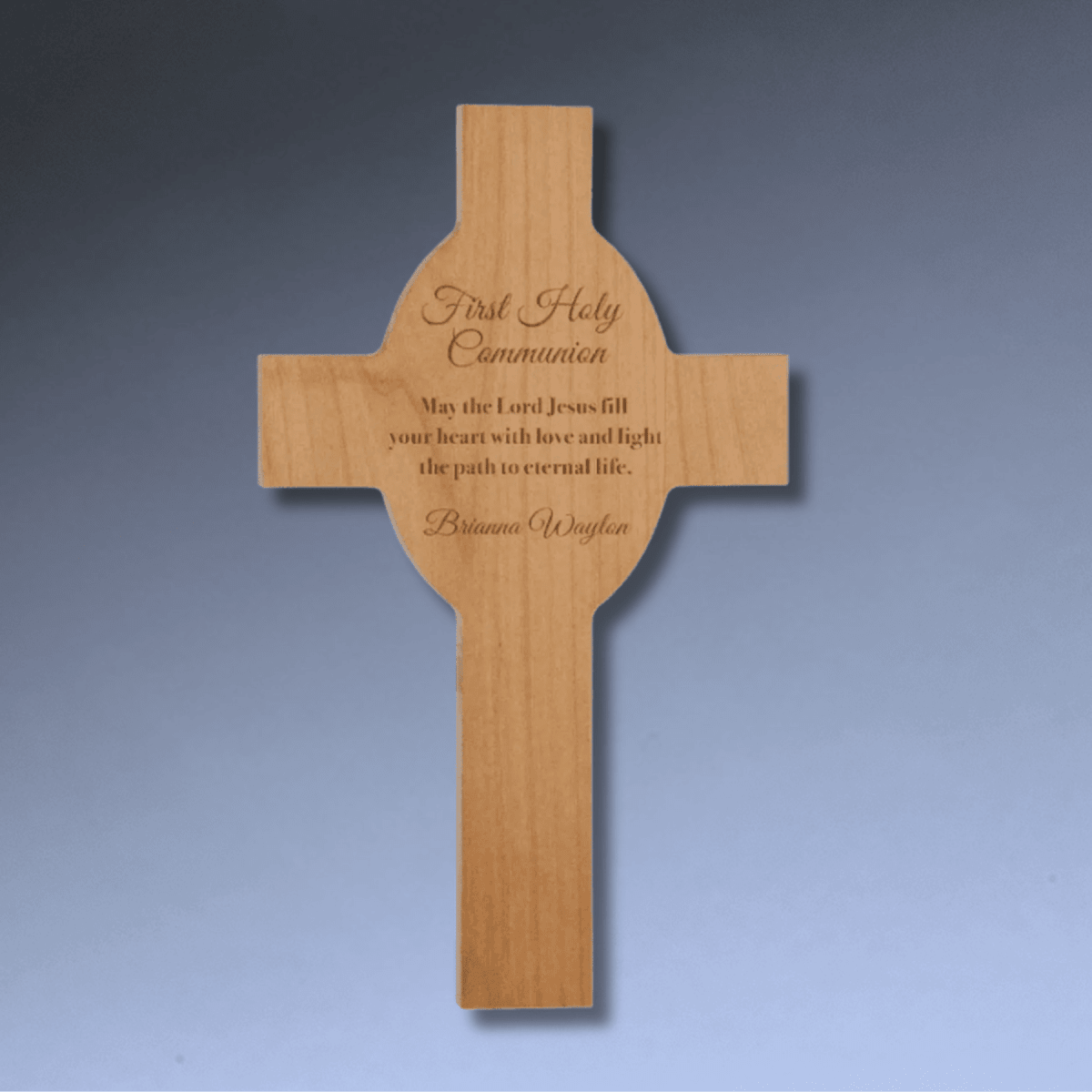 Custom Engraved Red Alder Wood Wall Cross - 8" x 13 5/8"