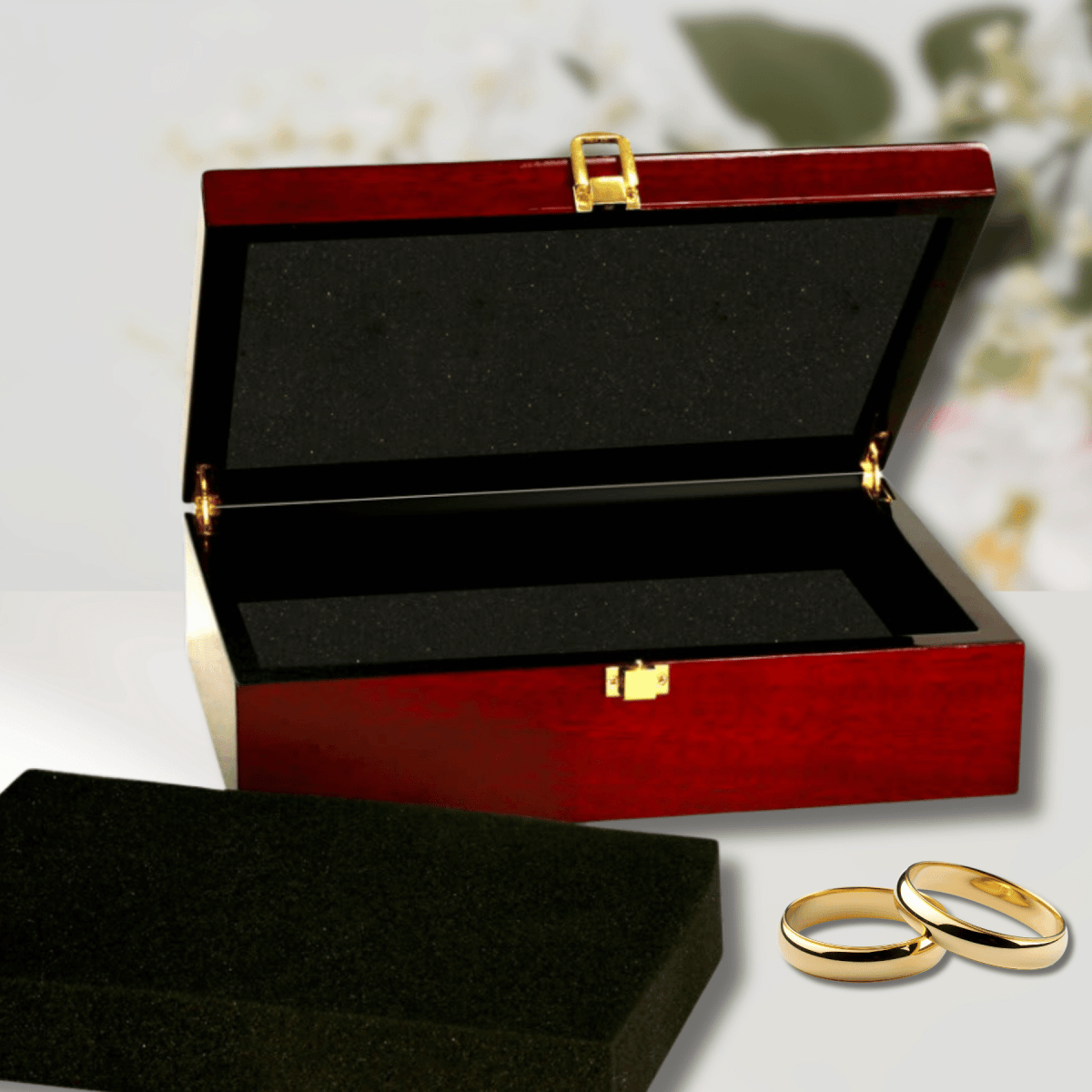 Custom Engraved Rosewood Piano Finish Jewelry and Watch Box - 7 3/4" x 6 1/4"